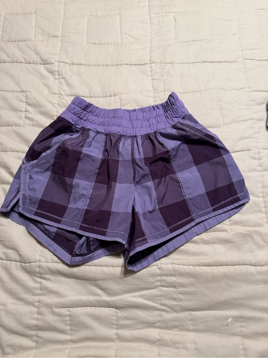 lululemon athletica Pants - Lululemon Purple Plaid Run Shorts size 2, 4”